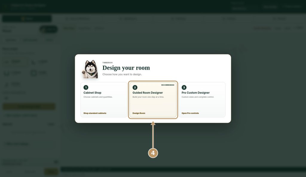 Room Designer step 4: choose a design mode